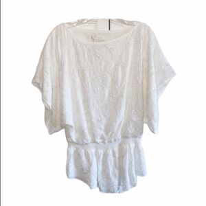 New MM Couture Beaded Dolman Blouse White Medium FairyCore Whimsy